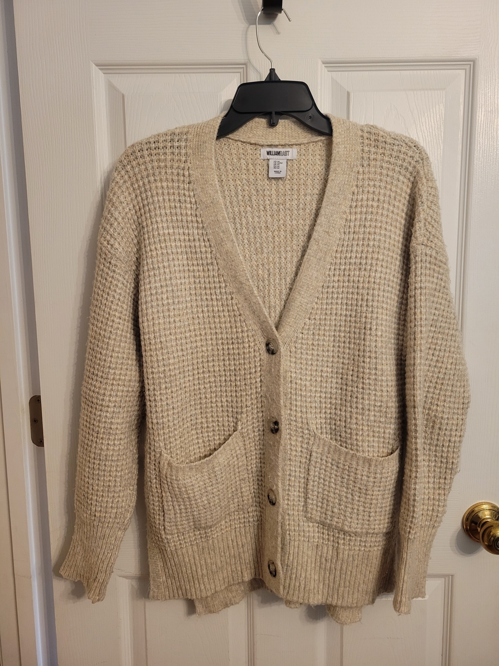 William Rast Beige Waffle Knit Women's Cardigan